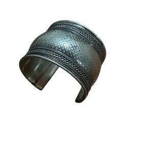 Silver Textured Cuff Bracelet
